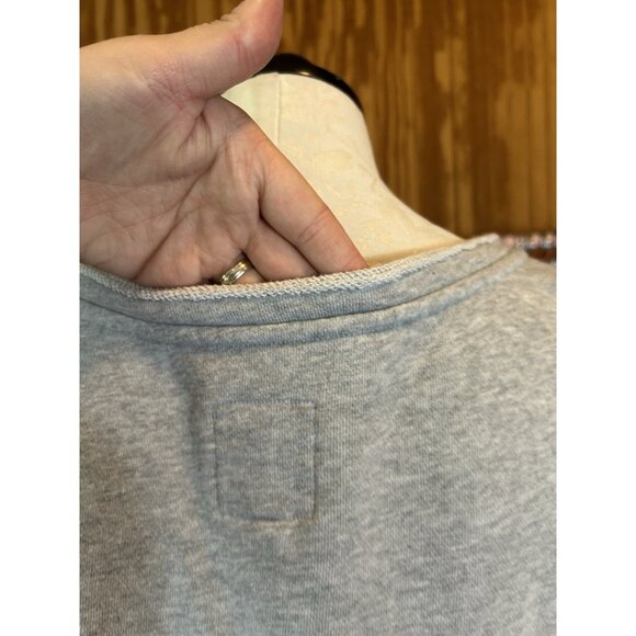 Aerie Lace Up Oversized Crew Sweatshirt Grey Long Sleeve Distressed Sz L - Picture 8 of 13